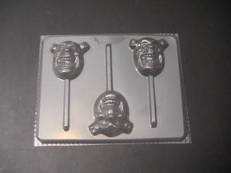 211sp Shreek Face Chocolate or Hard Candy Lollipop Mold